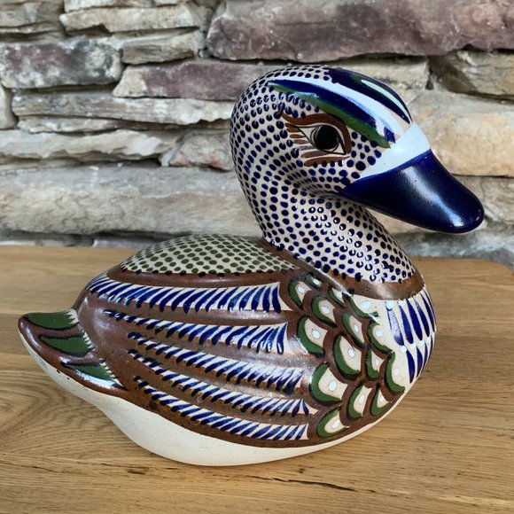 VTG Tonala Mexico Duck Pottery Folk Art Hand Painted Mexican Figurine - Picture 5 of 8